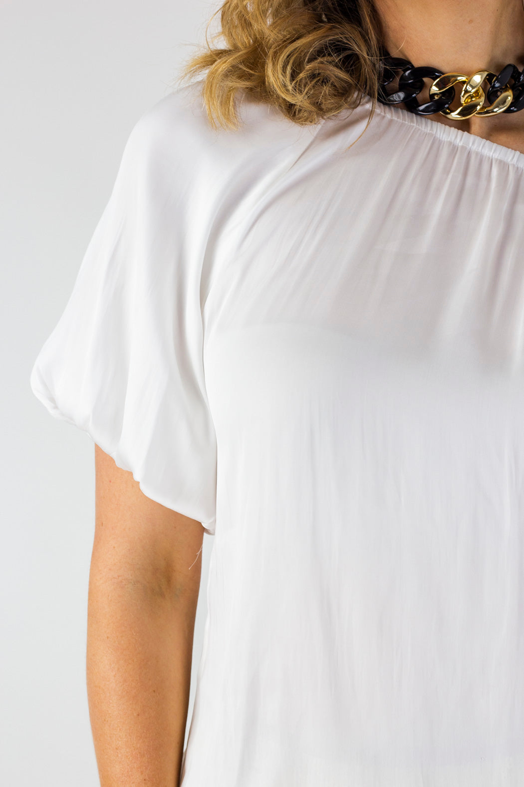 White Silky Off Shoulder Top - FINAL SALE