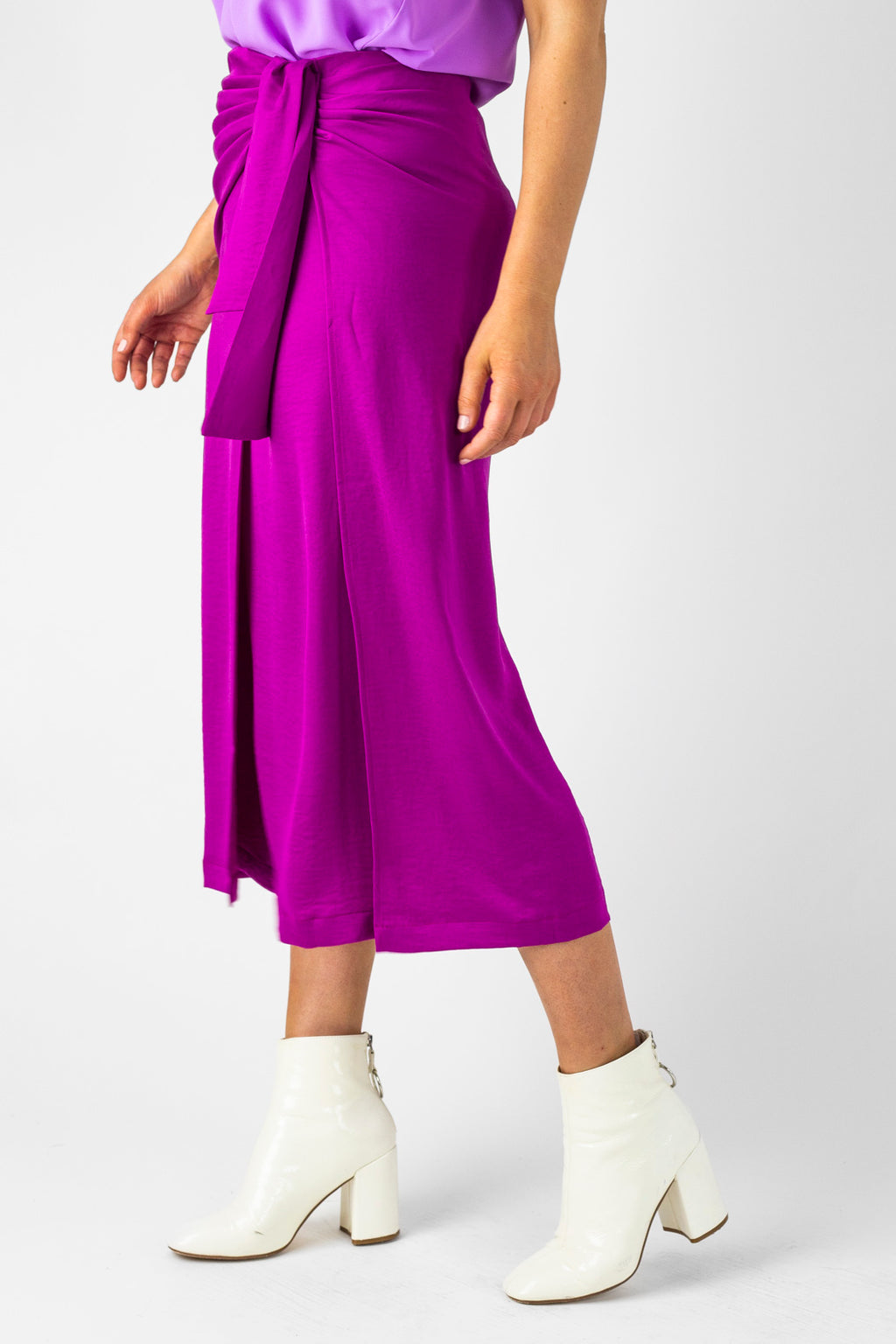 Magenta Knot Front Skirt - Final Sale