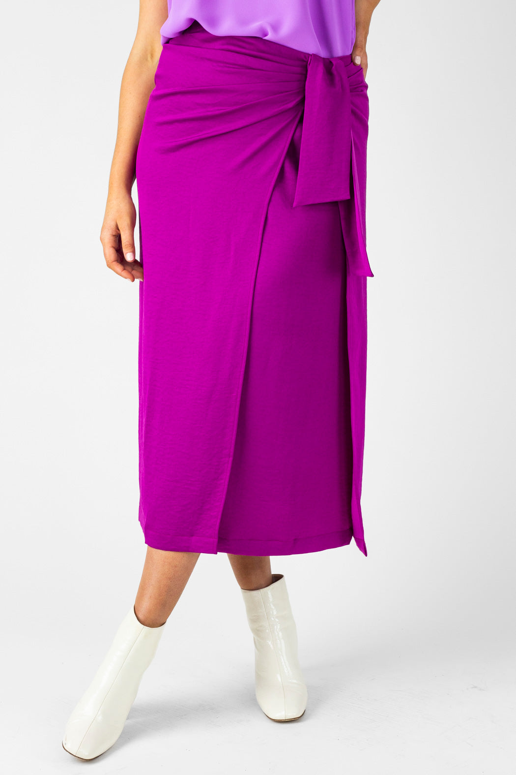 Magenta Knot Front Skirt - Final Sale