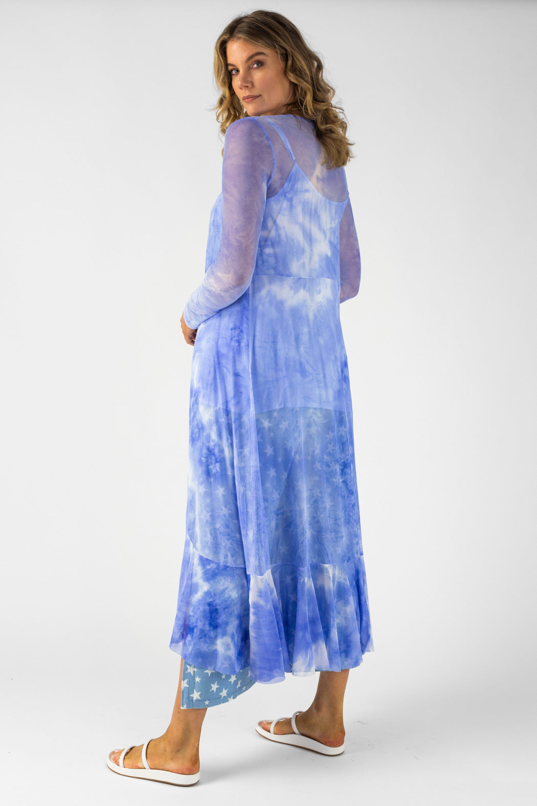 Sky Blue Mesh Flounce Dress - Final Sale