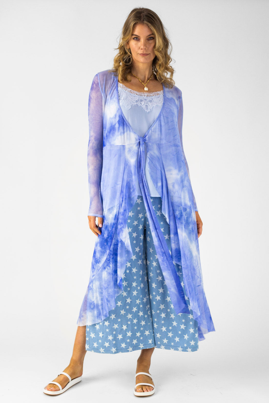 Sky Blue Mesh Flounce Dress - Final Sale