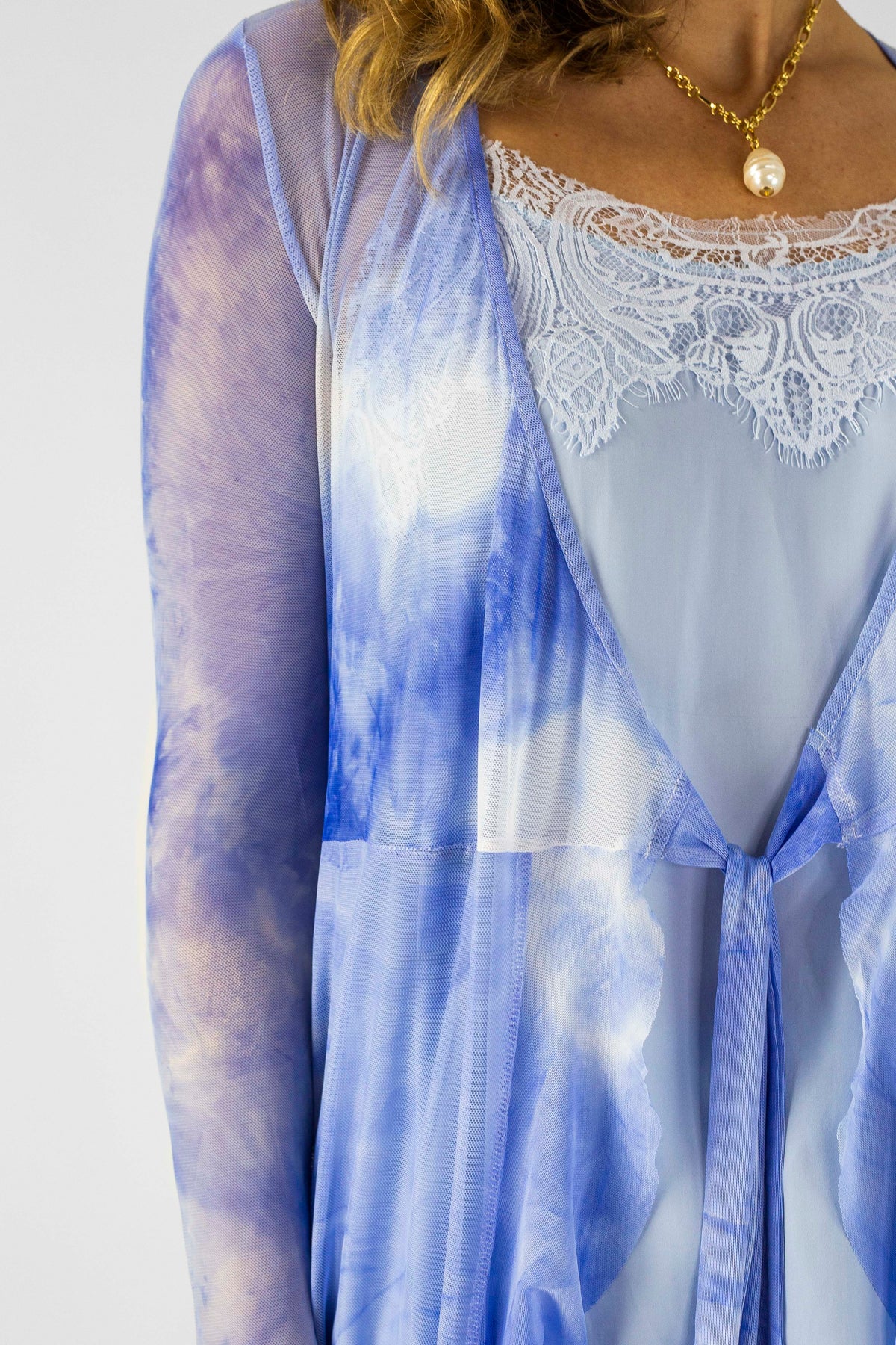 Sky Blue Mesh Flounce Dress - Final Sale