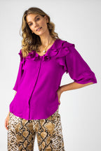 Magenta Ruffle Shirt - Final Sale