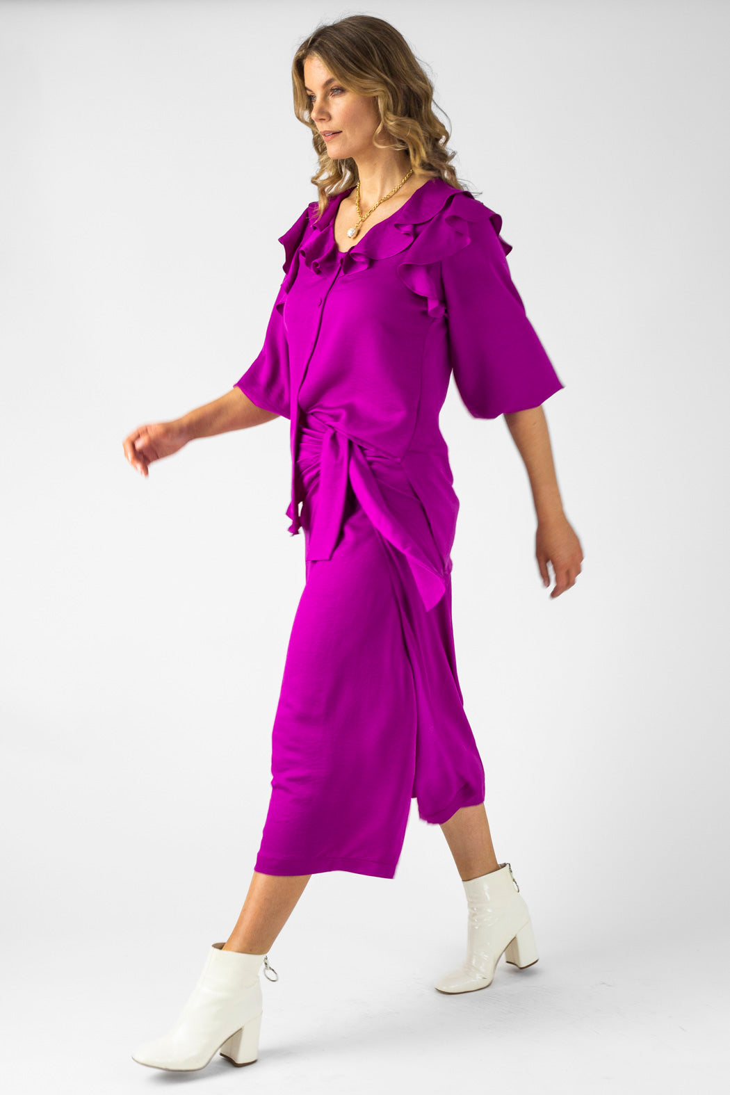 Magenta Knot Front Skirt - Final Sale