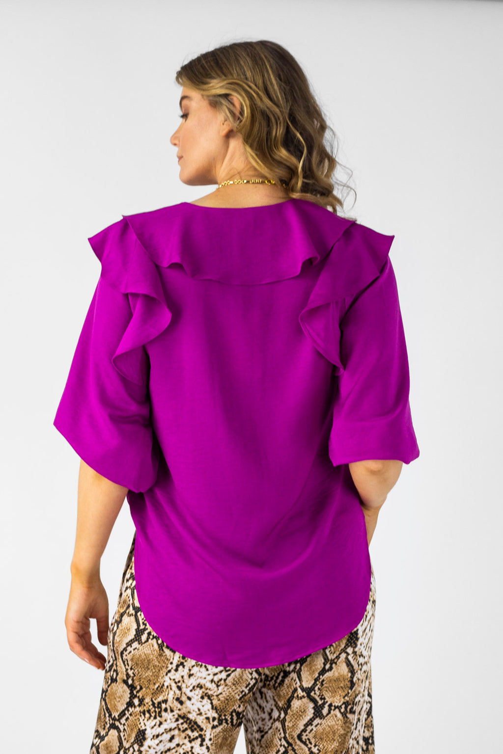 Magenta Ruffle Shirt - Final Sale