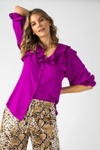 Magenta Ruffle Shirt - Final Sale