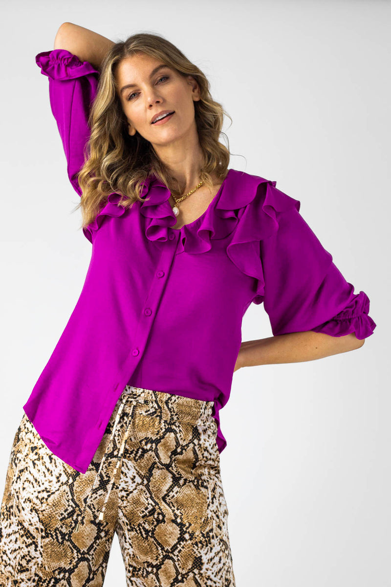Magenta Ruffle Shirt - Final Sale