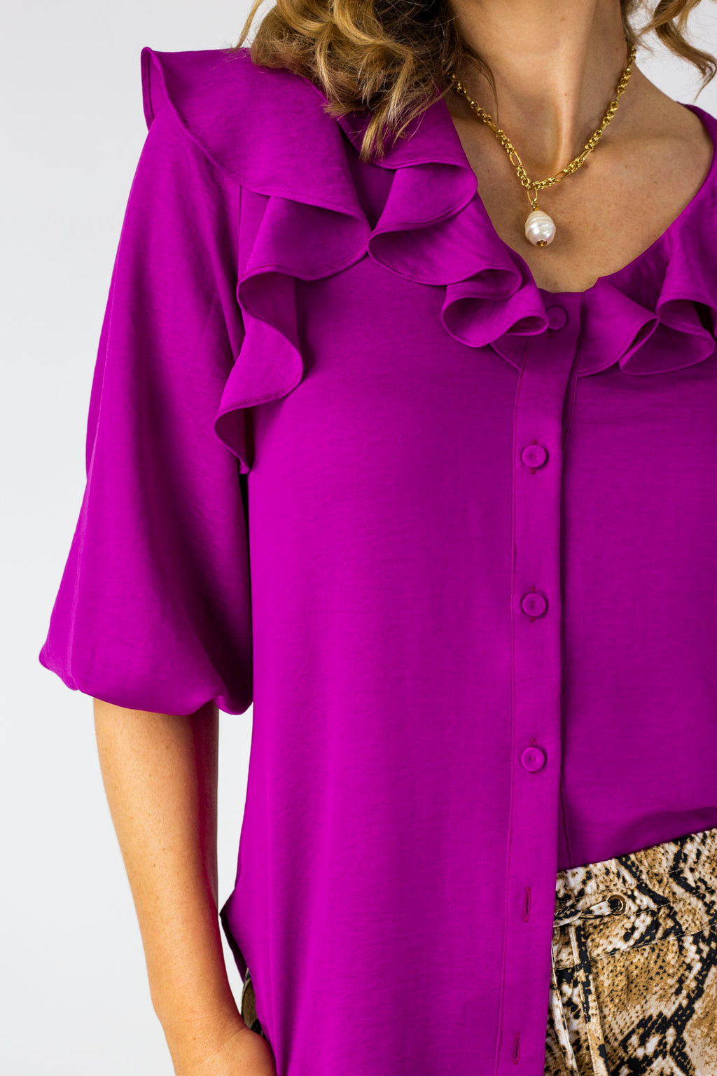 Magenta Ruffle Shirt - Final Sale