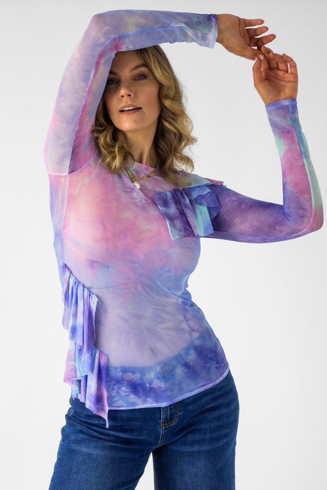 Pastel Mesh Ruffle Top - Final Sale