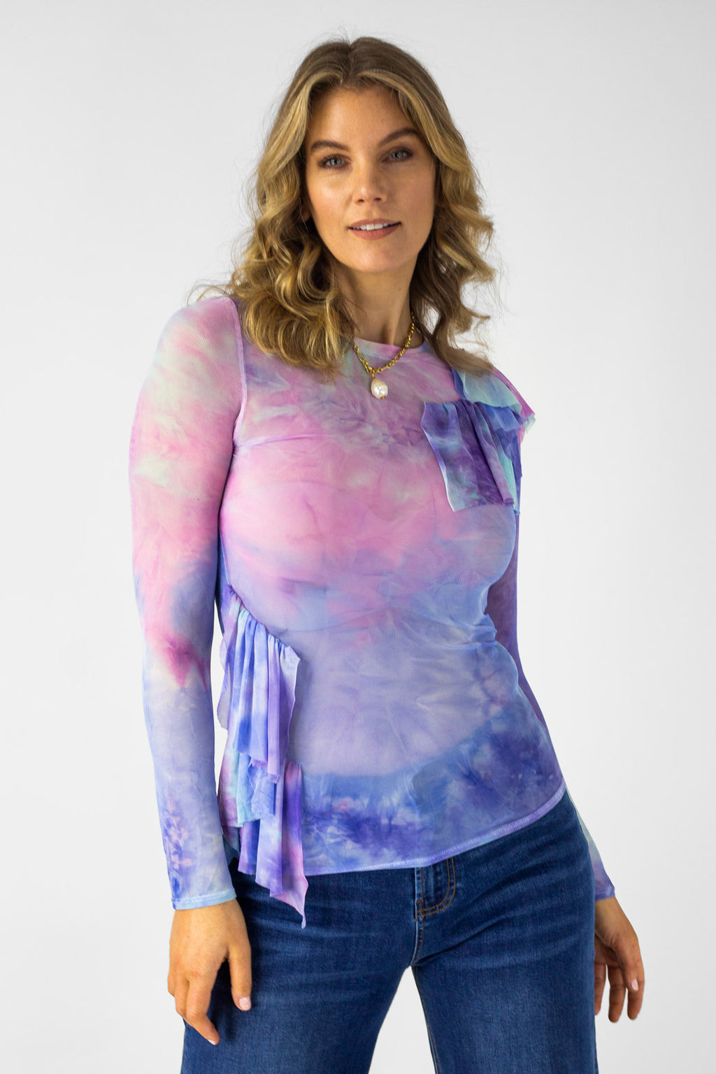 Pastel Mesh Ruffle Top - Final Sale