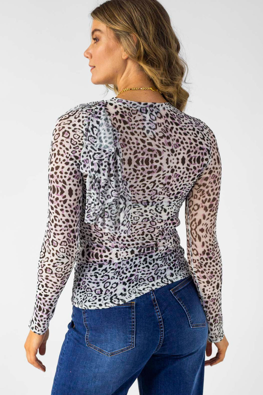 Lilac Mesh Ruffle Top - Final Sale