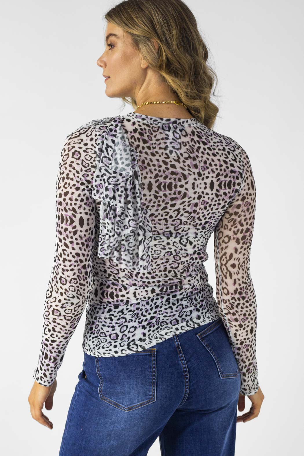 Lilac Mesh Ruffle Top - Final Sale