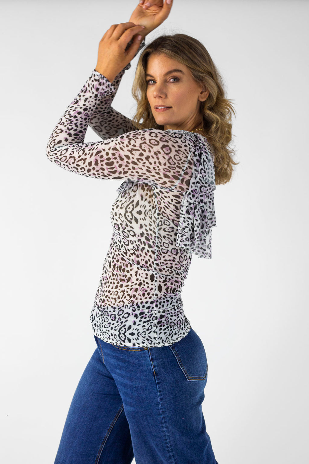 Lilac Mesh Ruffle Top - Final Sale