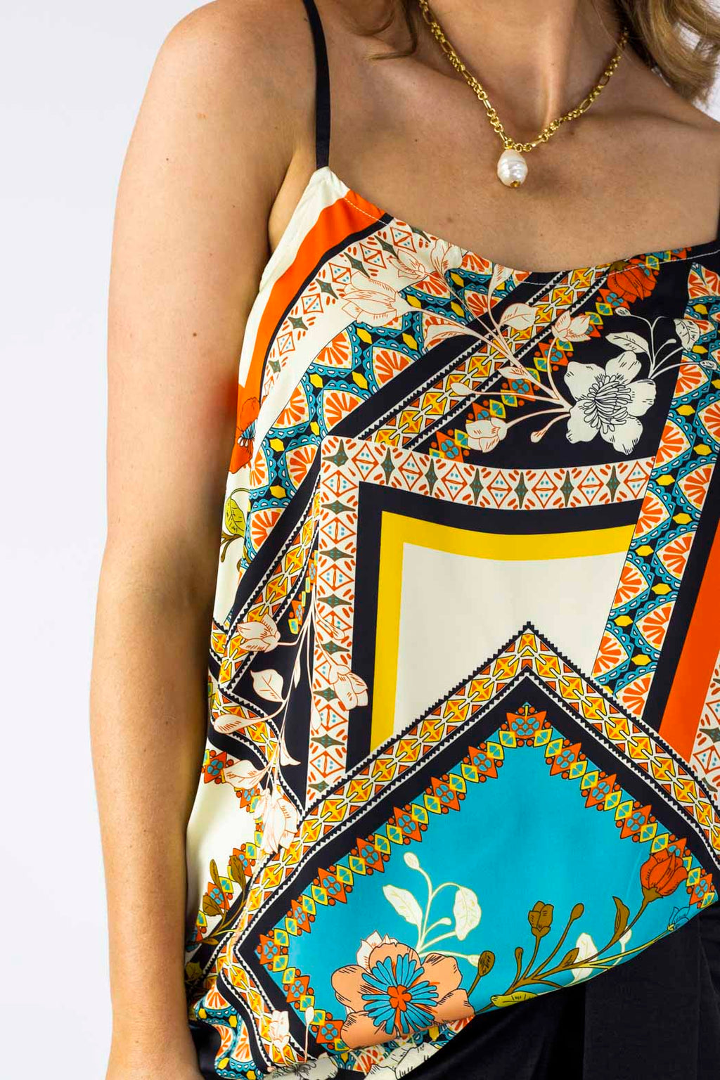 Orange Scarf Silky Lily Cami - Final Sale