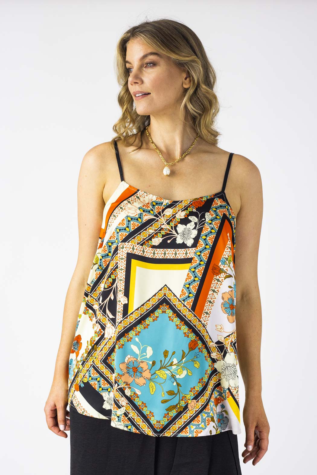 Orange Scarf Silky Lily Cami - Final Sale