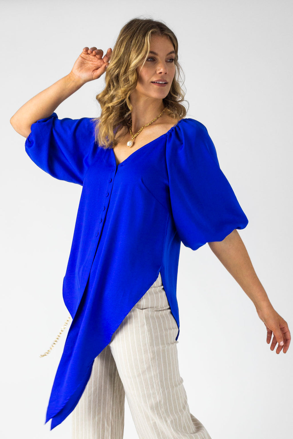 Cobalt Bustier Zhoush Shirt - Final Sale
