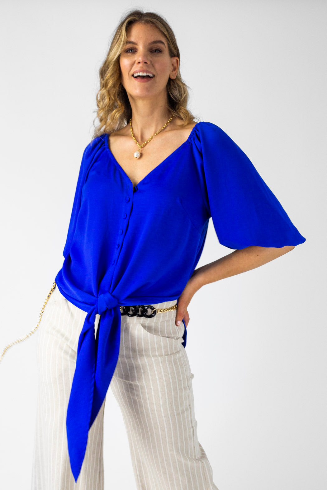 Cobalt Bustier Zhoush Shirt - Final Sale