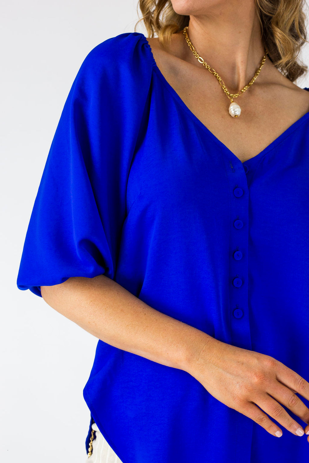 Cobalt Bustier Zhoush Shirt - Final Sale