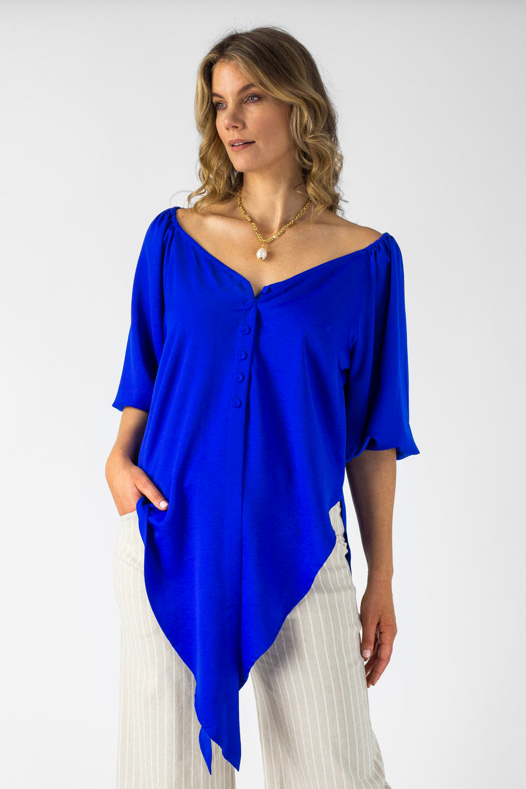 Cobalt Bustier Zhoush Shirt - Final Sale