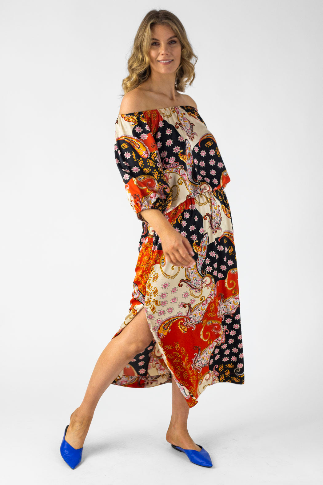 Orange Off Shoulder Dress - SALE