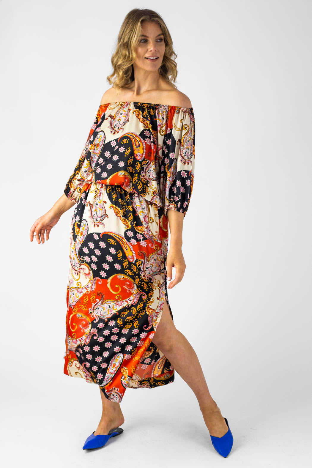 Orange Off Shoulder Dress - SALE