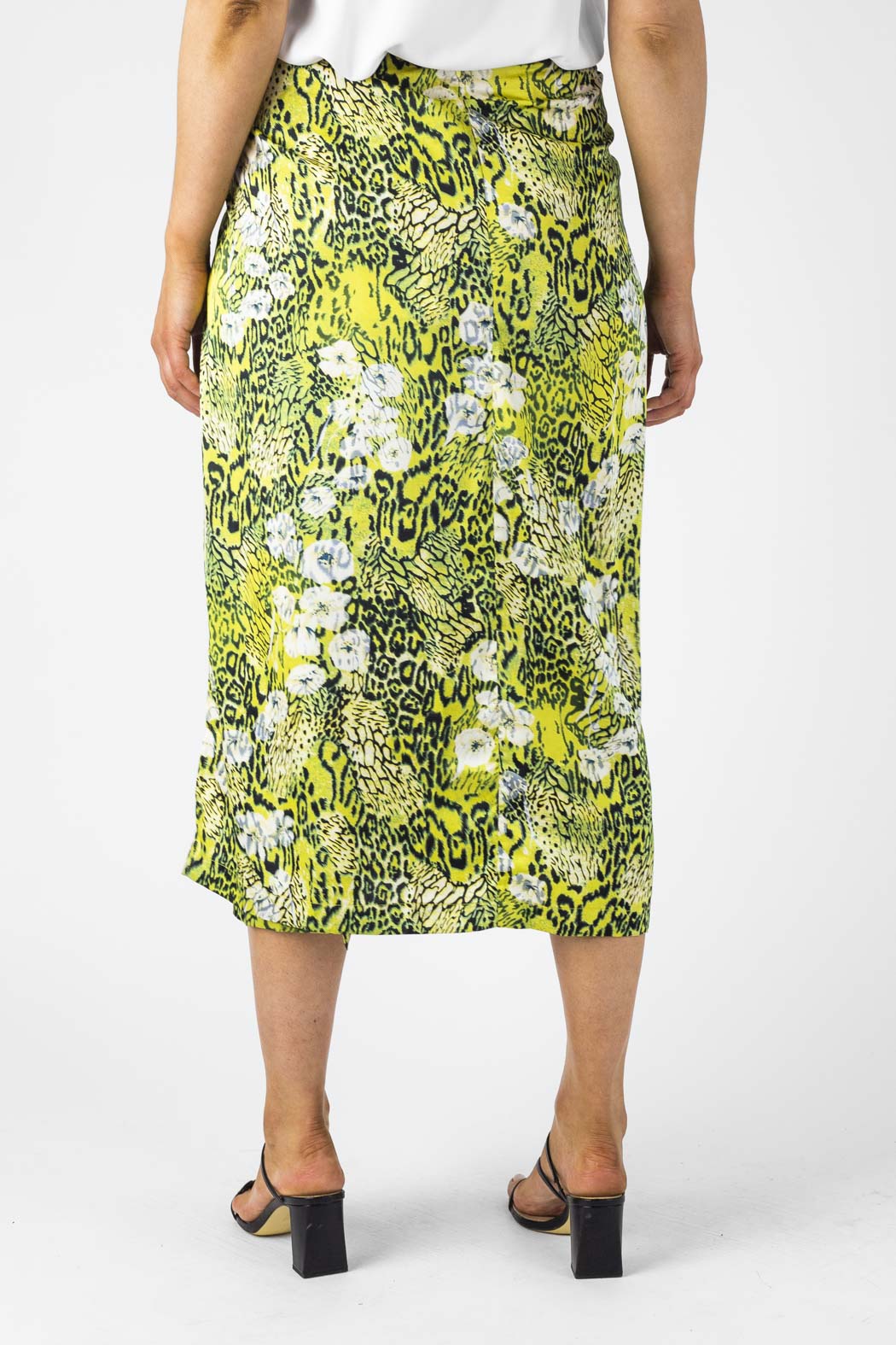 Yellow Print Knot Front Skirt - Final Sale