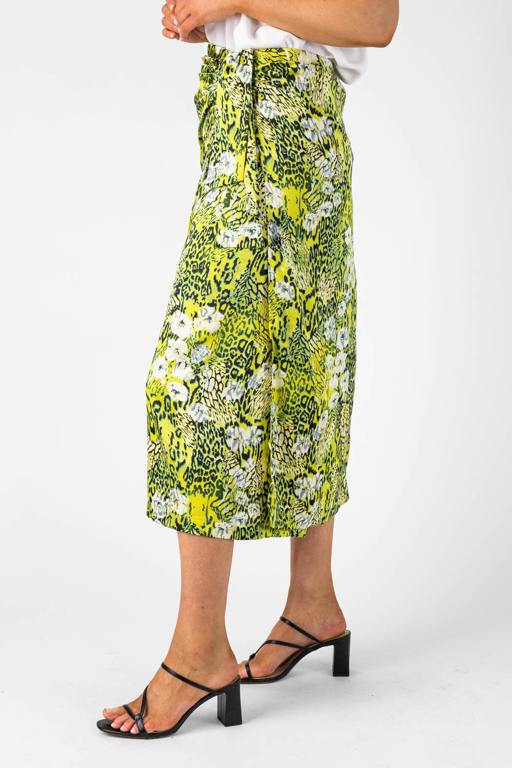Yellow Print Knot Front Skirt - Final Sale