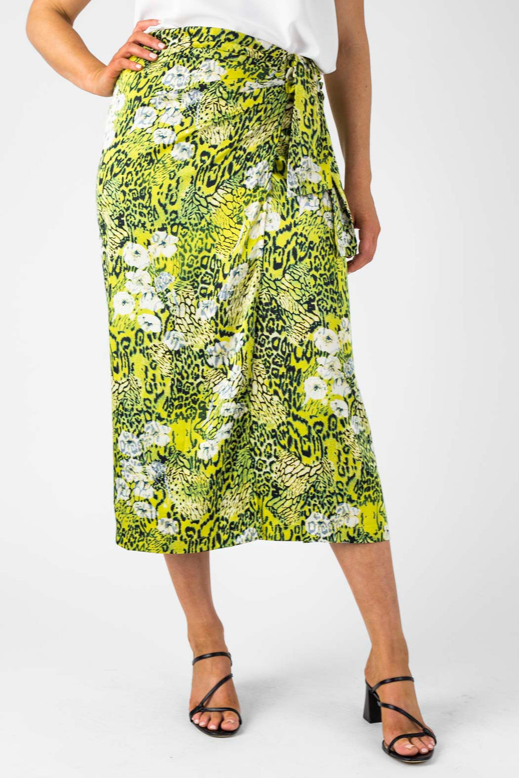 Yellow Print Knot Front Skirt - Final Sale
