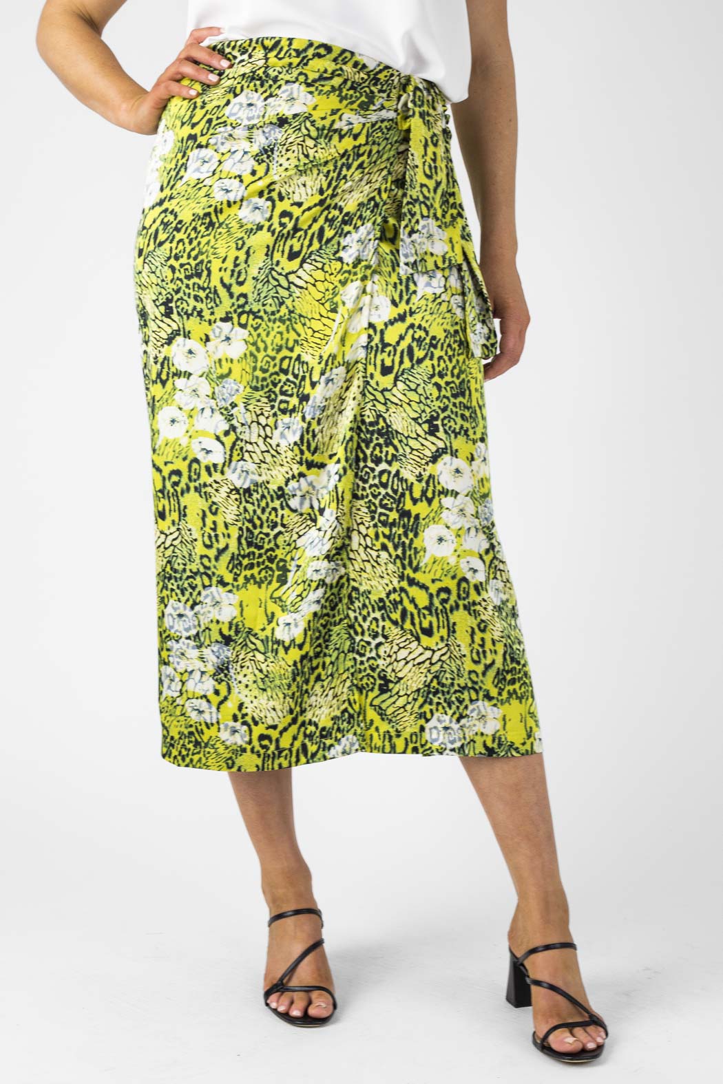 Yellow Print Knot Front Skirt - Final Sale