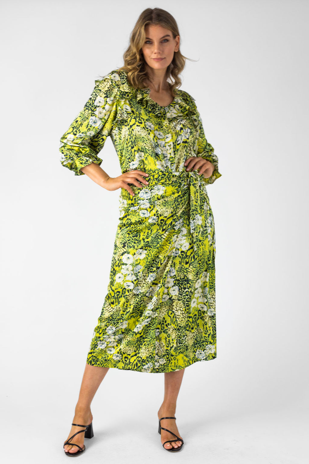 Yellow Print Ruffle Shirt - Sale