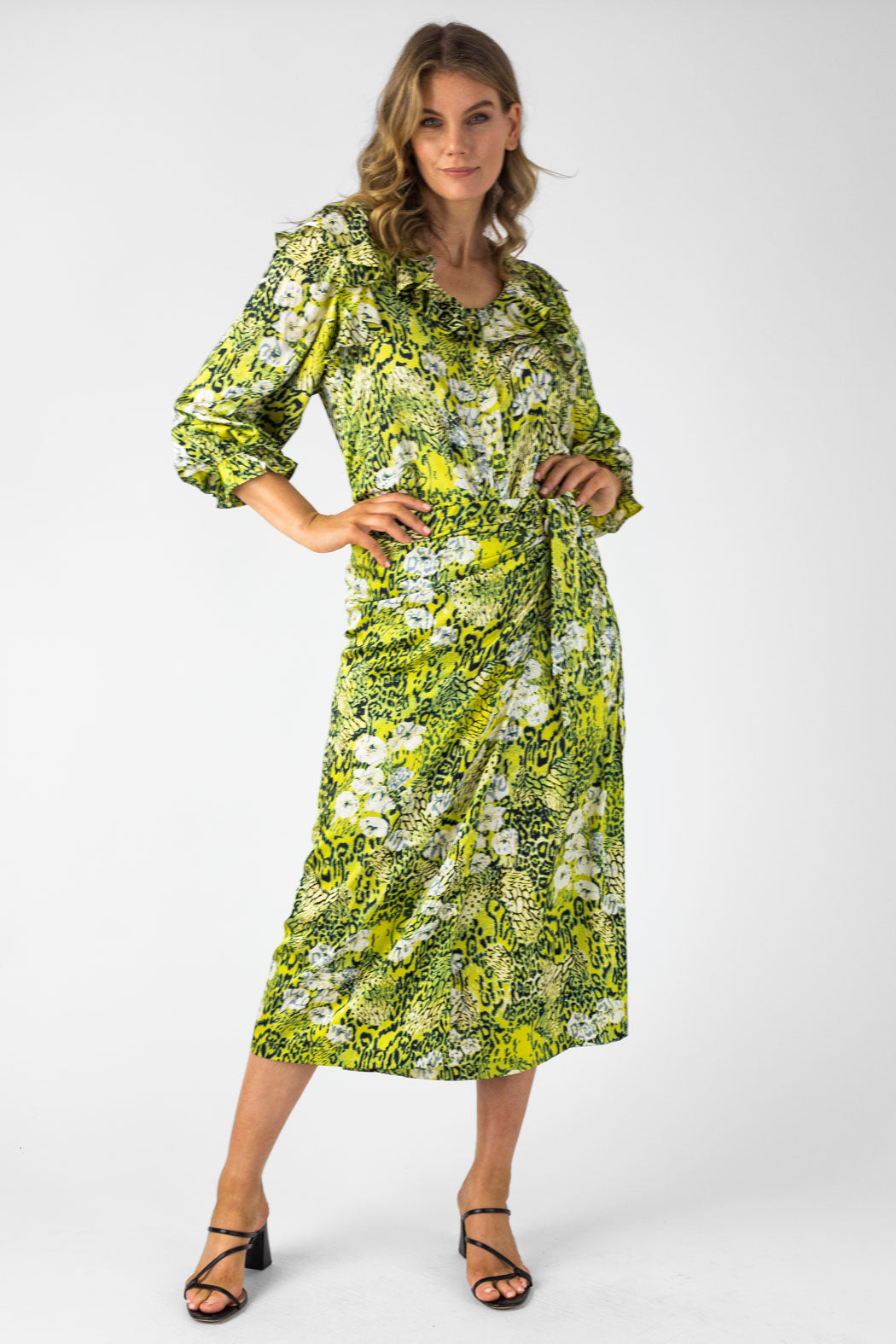 Yellow Print Ruffle Shirt - Sale