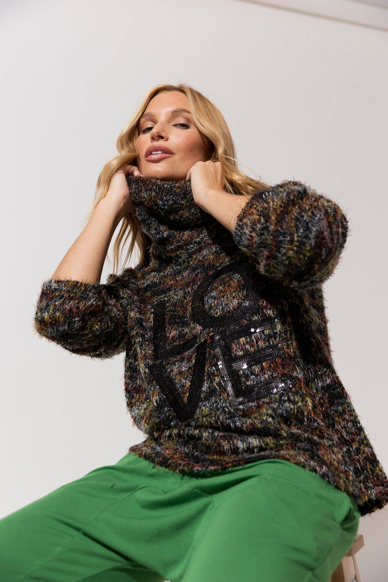 Black Speckle Fluffy Love Jumper - Sale