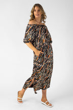 Multi Animal Off Shoulder Dress Nt