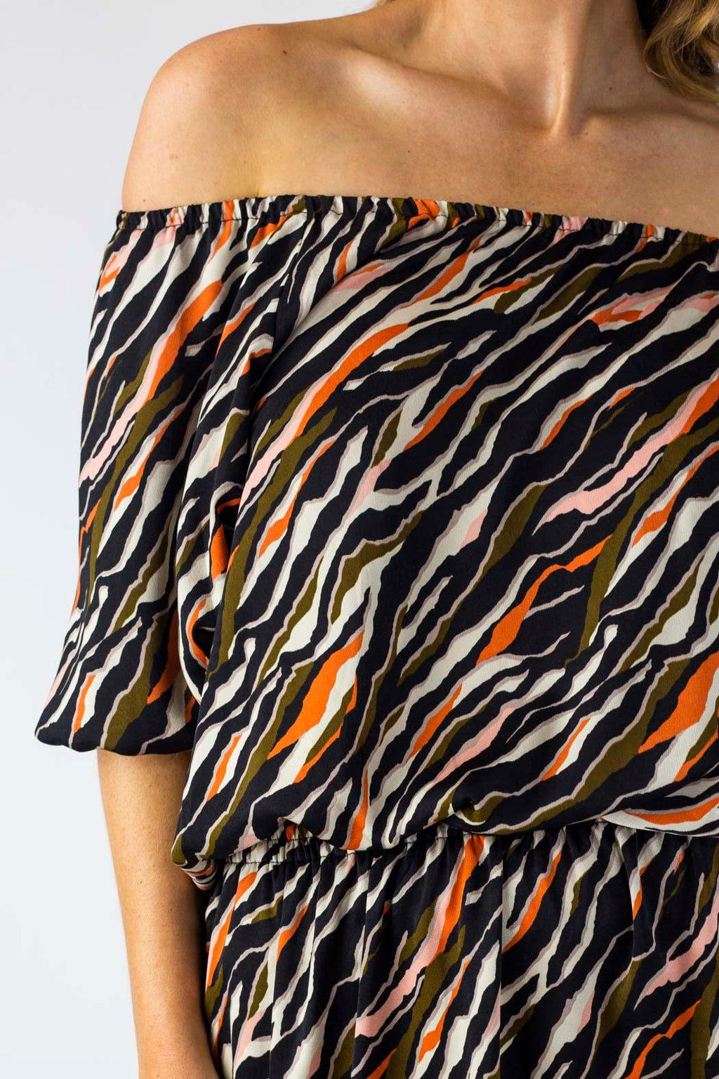 Multi Animal Off Shoulder Dress Nt