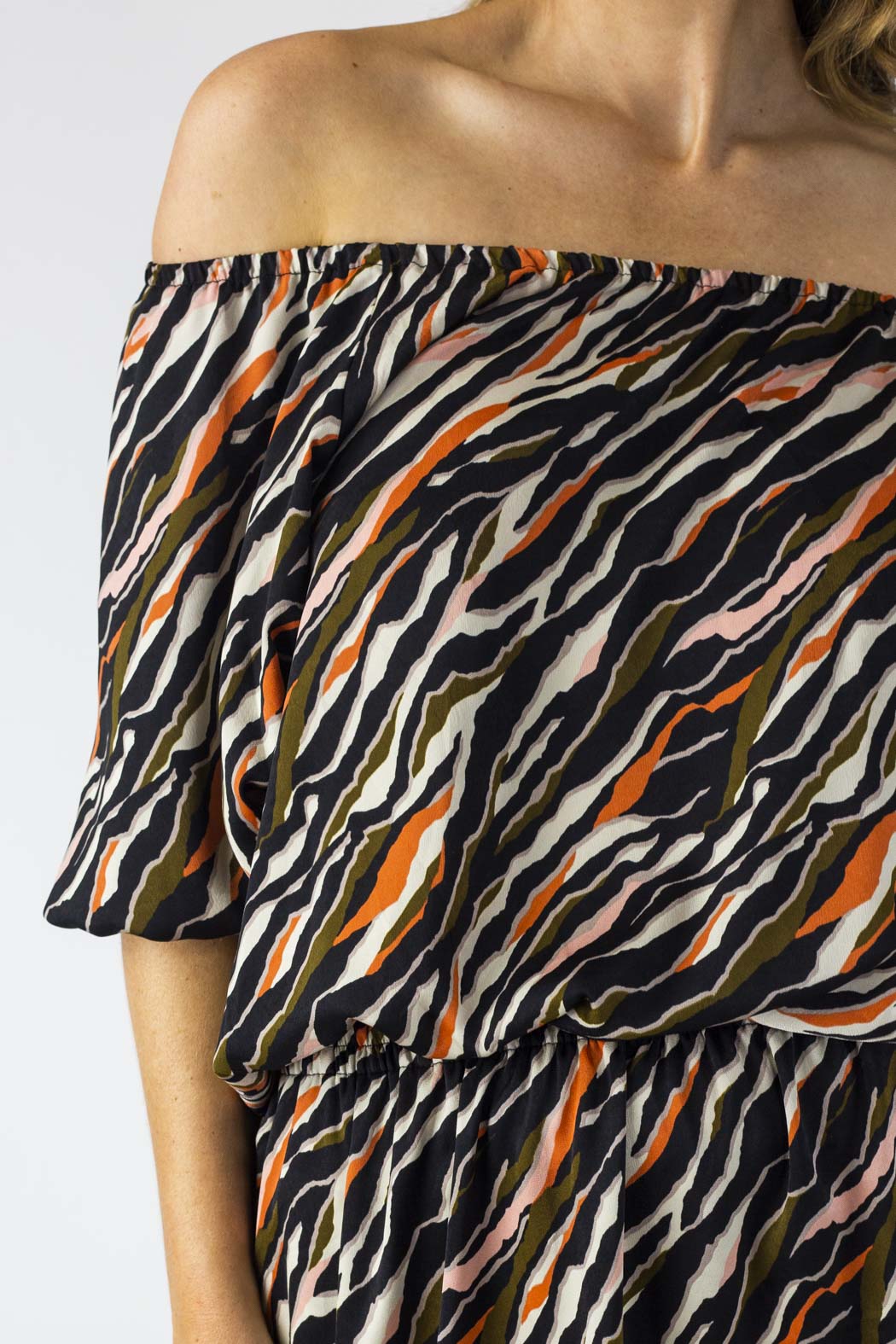 Multi Animal Off Shoulder Dress Nt