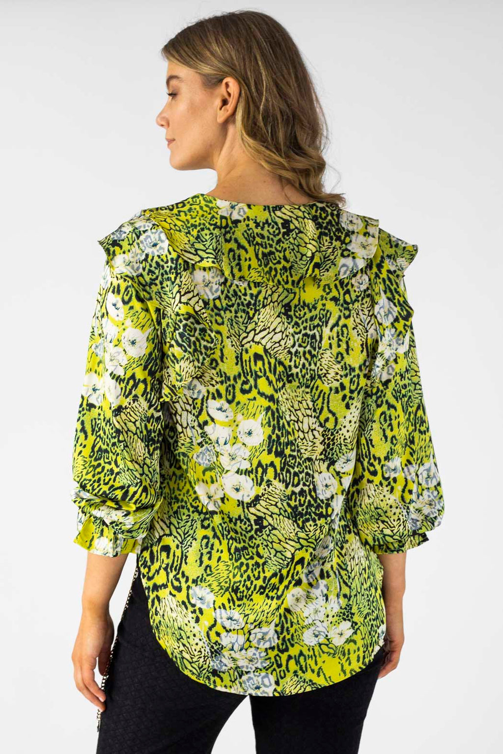 Yellow Print Ruffle Shirt - Sale
