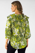 Yellow Print Ruffle Shirt - Sale