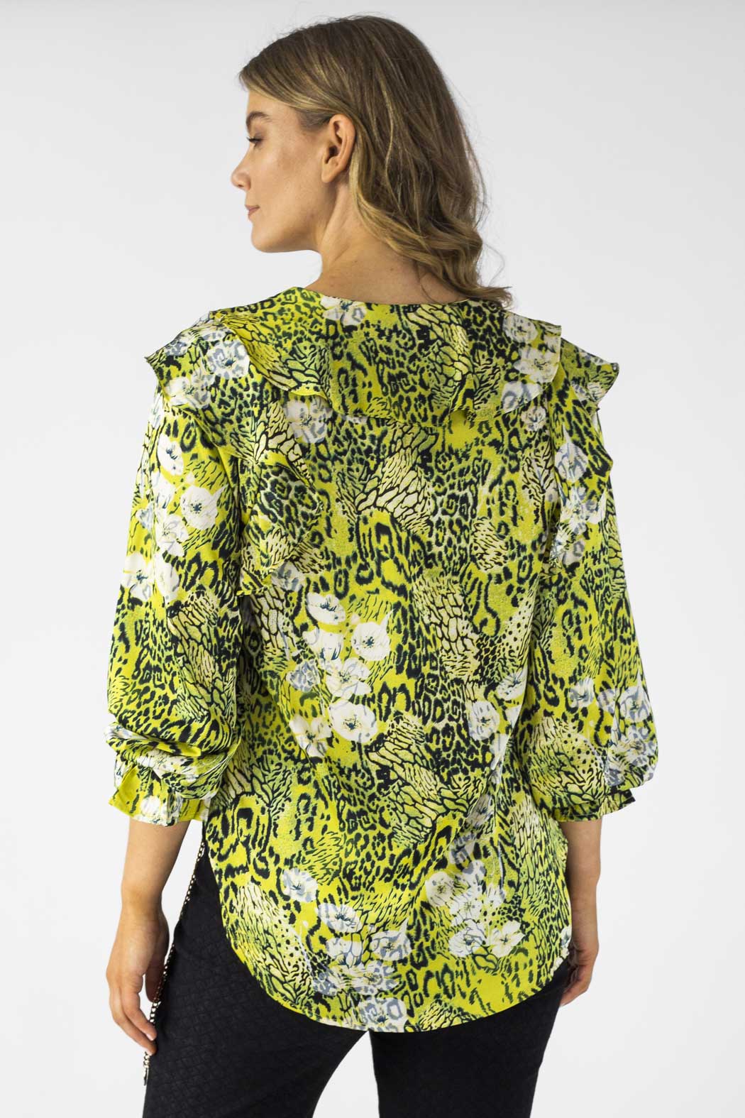 Yellow Print Ruffle Shirt - Sale