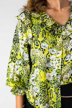 Yellow Print Ruffle Shirt - Sale