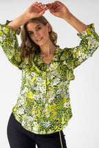 Yellow Print Ruffle Shirt - Sale