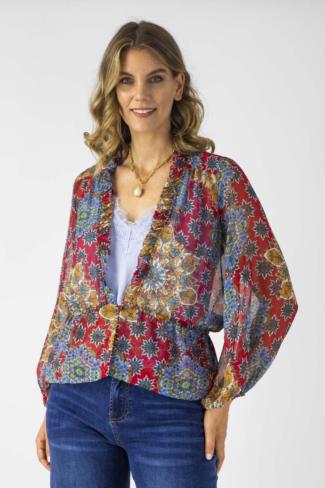 Red Print Bolero - Final Sale