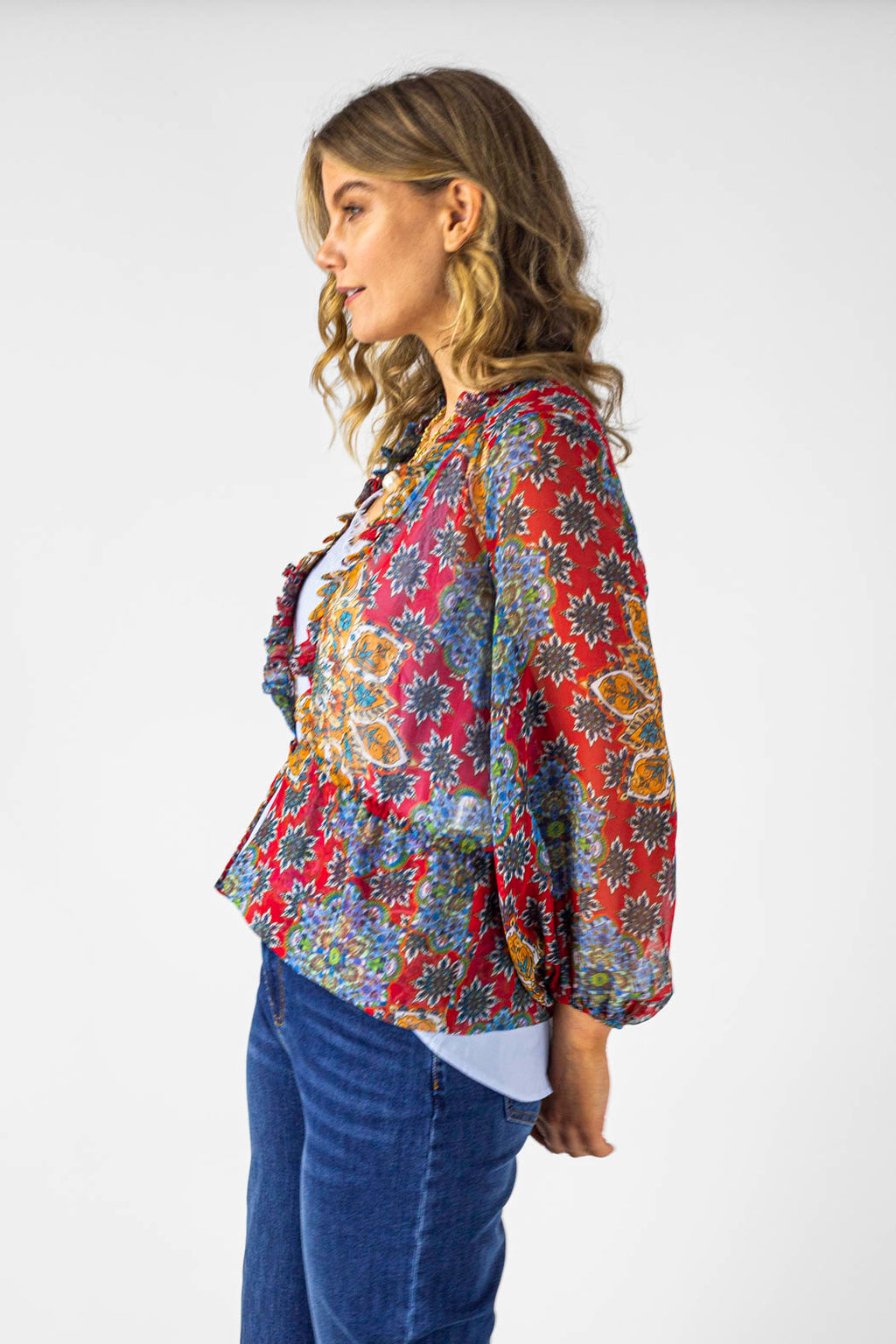 Red Print Bolero - Final Sale