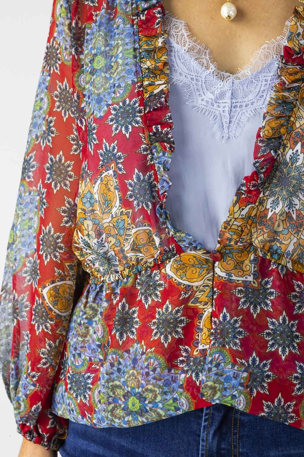 Red Print Bolero - Final Sale