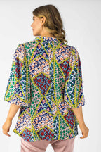 Floral Patchwork Silky Tunic Shirt - Sale