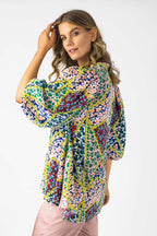 Floral Patchwork Silky Tunic Shirt - Sale