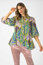 Floral Patchwork Silky Tunic Shirt - Sale