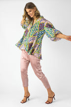 Floral Patchwork Silky Tunic Shirt - Sale
