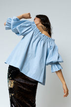Chambray Cotton Off Shoulder Top NT