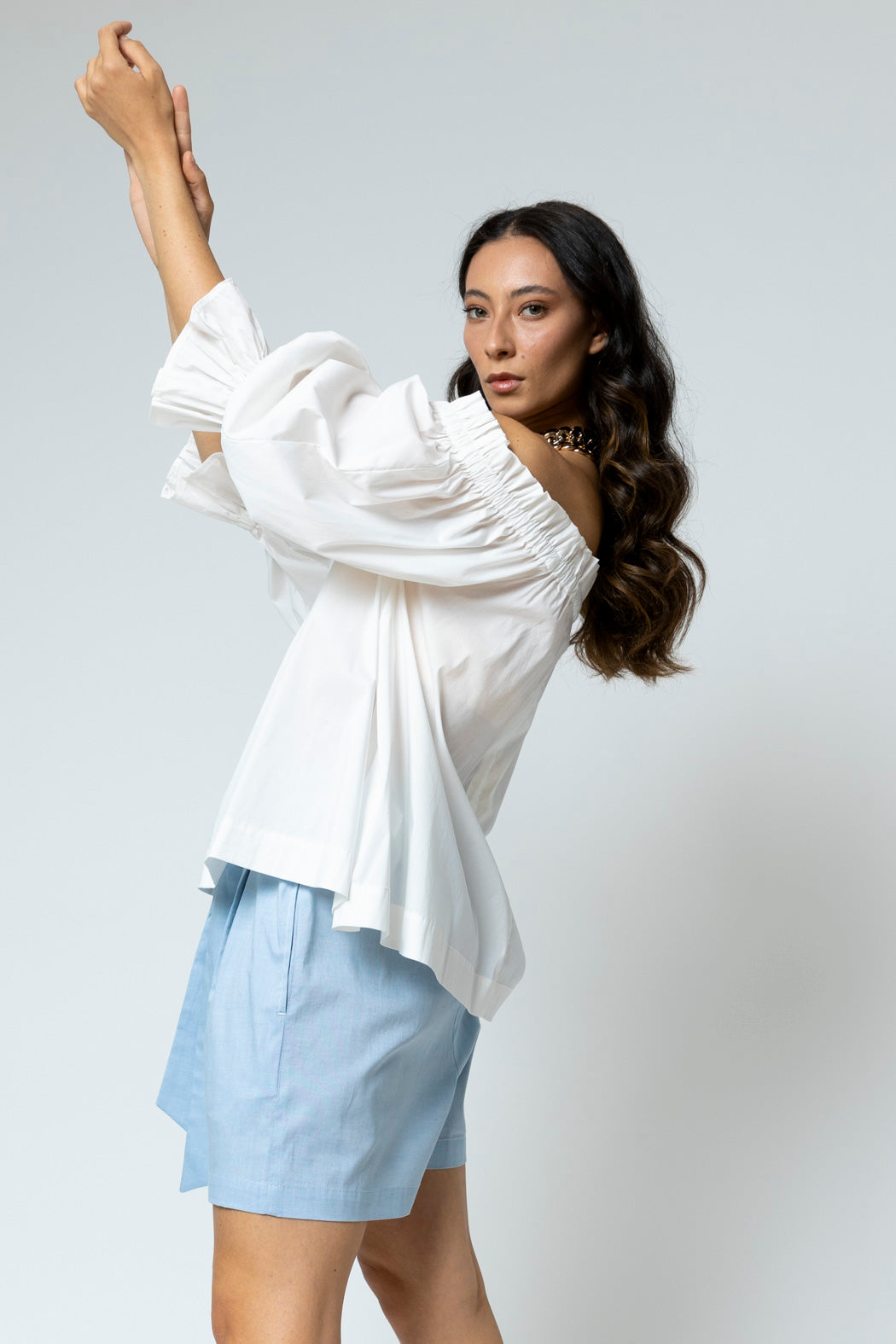 Off White Cotton Off Shoulder Top - FINAL SALE