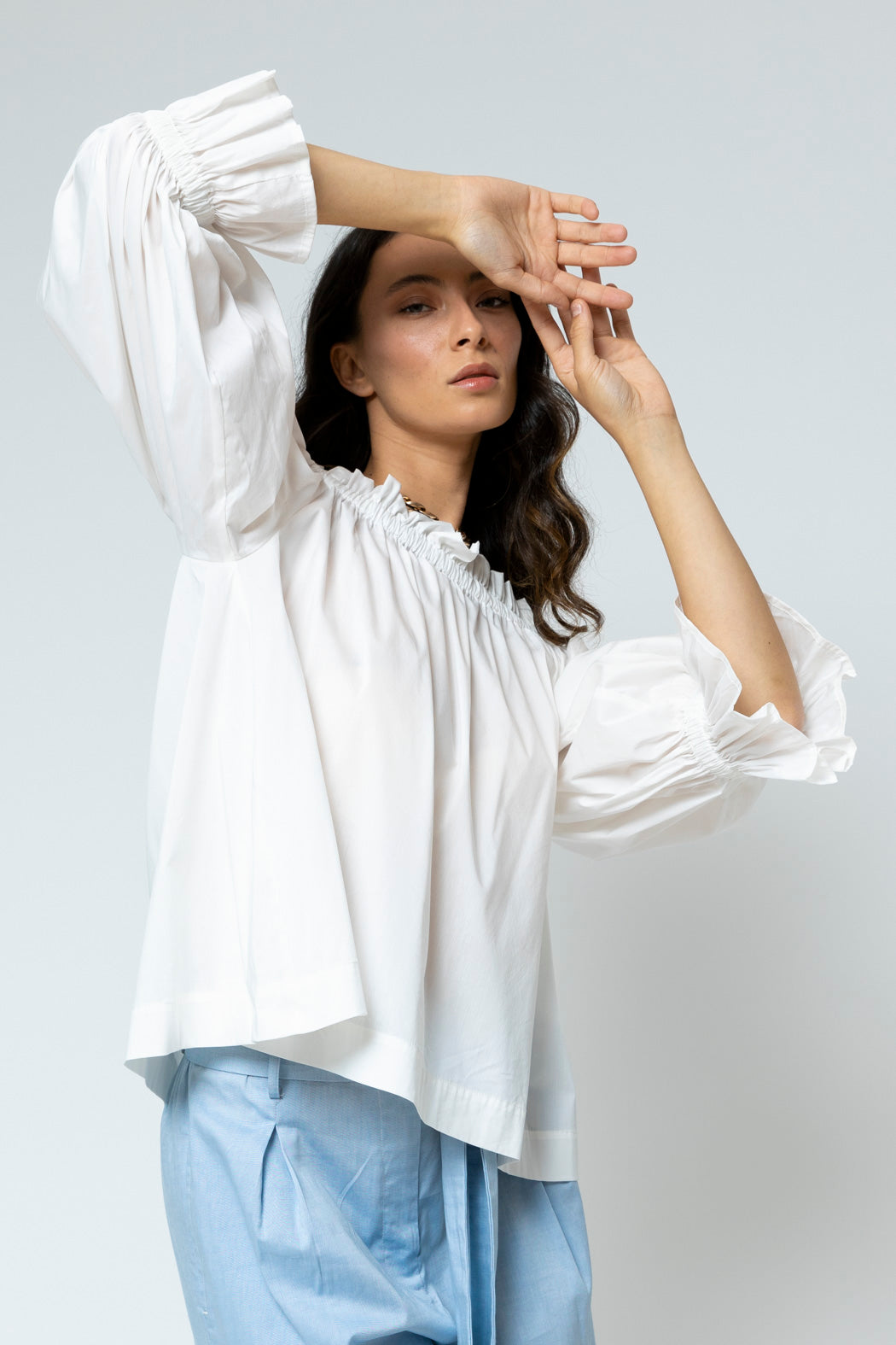 Off White Cotton Off Shoulder Top - FINAL SALE
